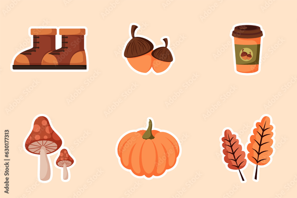 Set Collection of Autumn Sticker Set Collection of Autumn Sticker