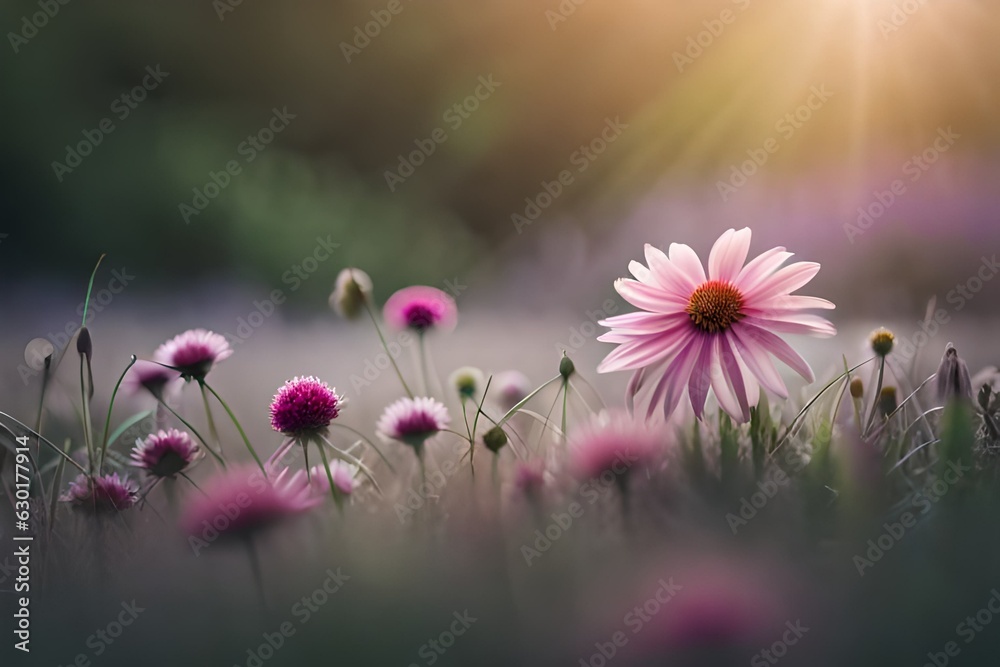 pink flowers in the meadow