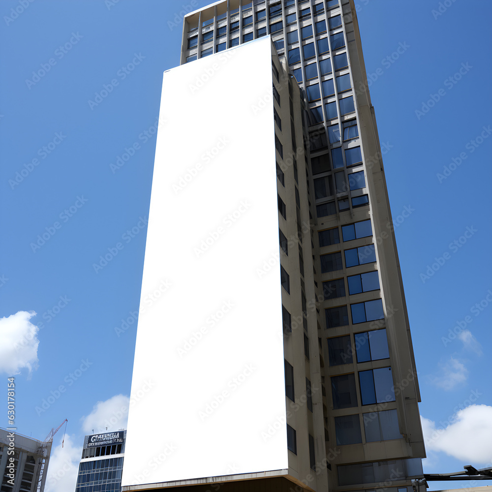 large billboard on the side of a tower block skyscraper, illustrative graphic resource