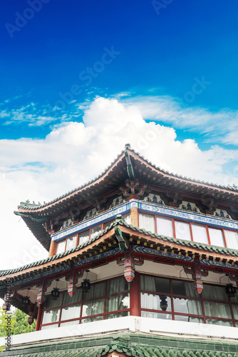 Beautiful traditional pavilion with blue sky view in the outdoor