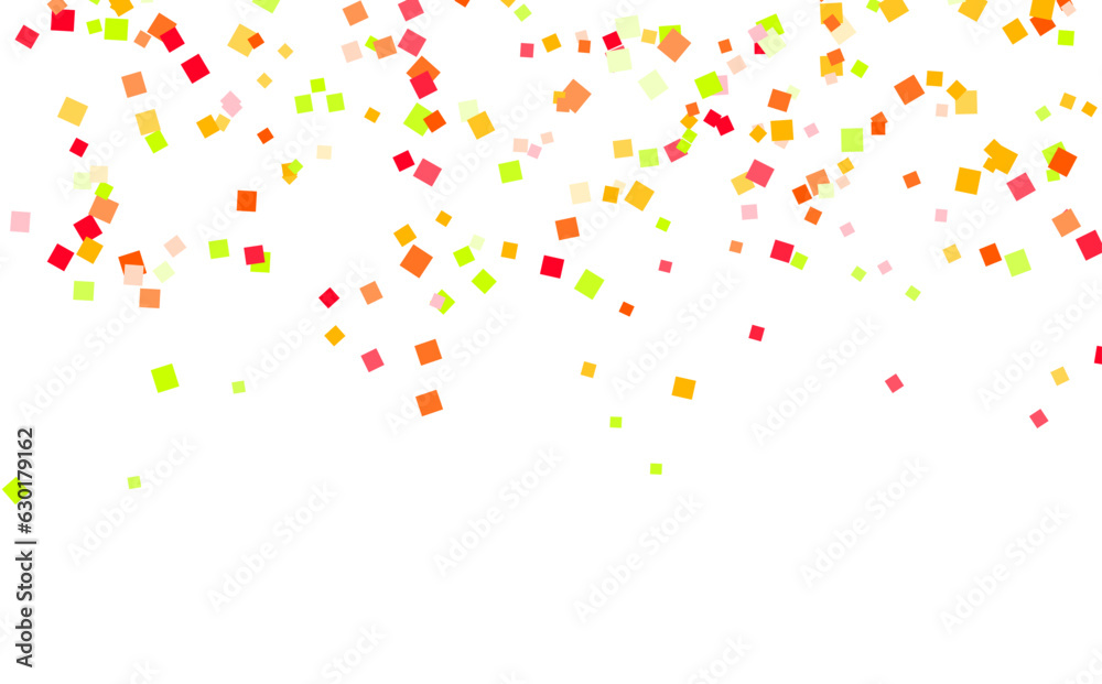 Rainbow Polka Background White Vector. Confetti Carnaval Design. Graphic Template. Orange Geometric New Illustration. Blue Congratulation.