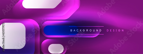 Glowing neon geometric elements abstract background. Neon light or laser show, electric impulse, power lines, techno quantum energy impulse, magic glowing dynamic lines