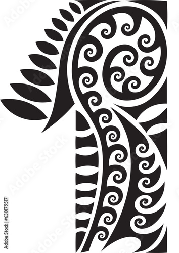 Ornamental Number ONE in Maori Pacific style