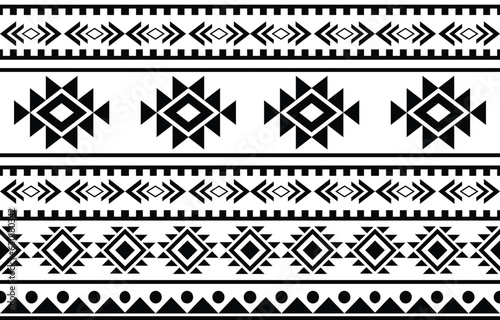 aztec seamless pattern.  rug textile print texture Tribal design, geometric symbols for logo, cards, fabric decorative works. traditional print vector illustration. on black and white background.