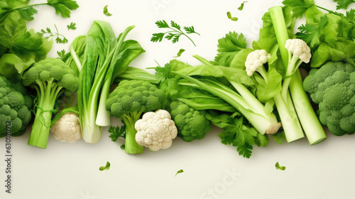 Green vegetables with text space celery parsnip green,  HD, Generative Ai