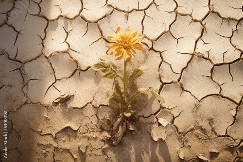 Dried earth. Cracked soil in hot season. Climate change. Generative ai.