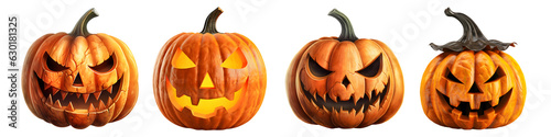 jack o lanterns, halloween pumpkin with transparent background, Generative AI Technology photo