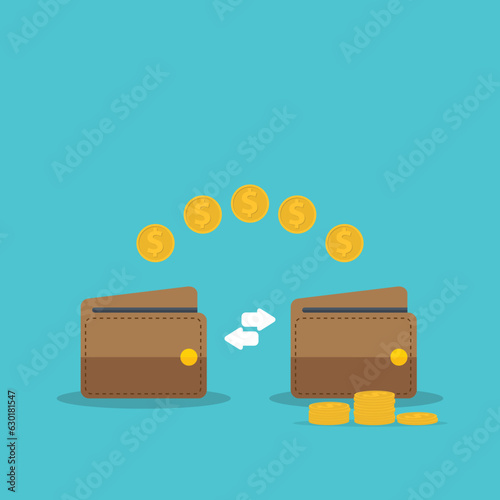 Digital wallet transaction. Sending and receiving money. Money transfer.