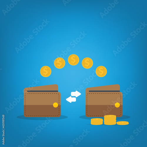 Digital wallet transaction. Sending and receiving money. Money transfer.