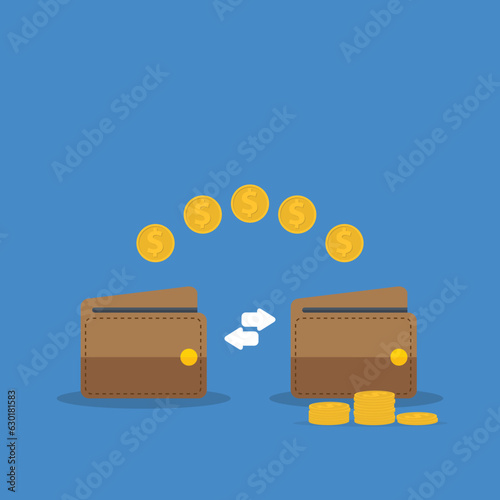 Digital wallet transaction. Sending and receiving money. Money transfer.