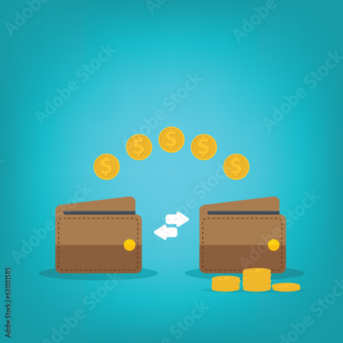 Digital wallet transaction. Sending and receiving money. Money transfer.
