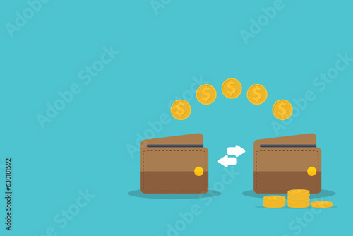 Digital wallet transaction. Sending and receiving money. Money transfer.