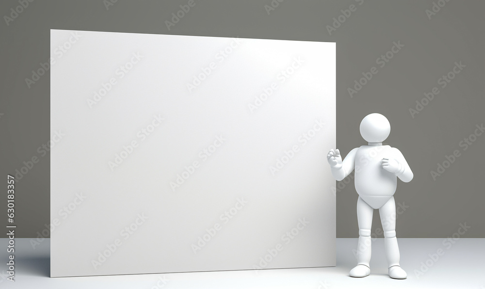 3d man and white board. for writing data, important day messages, Festival and invitational posts. Generative AI. 3d man and white board. for writing data, important day messages, Festival and invitational posts. Generative AI.