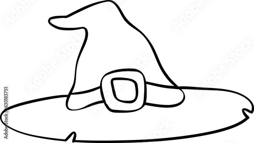 Cute Halloween Witch hat Doodle Elements Hand drawing. photo