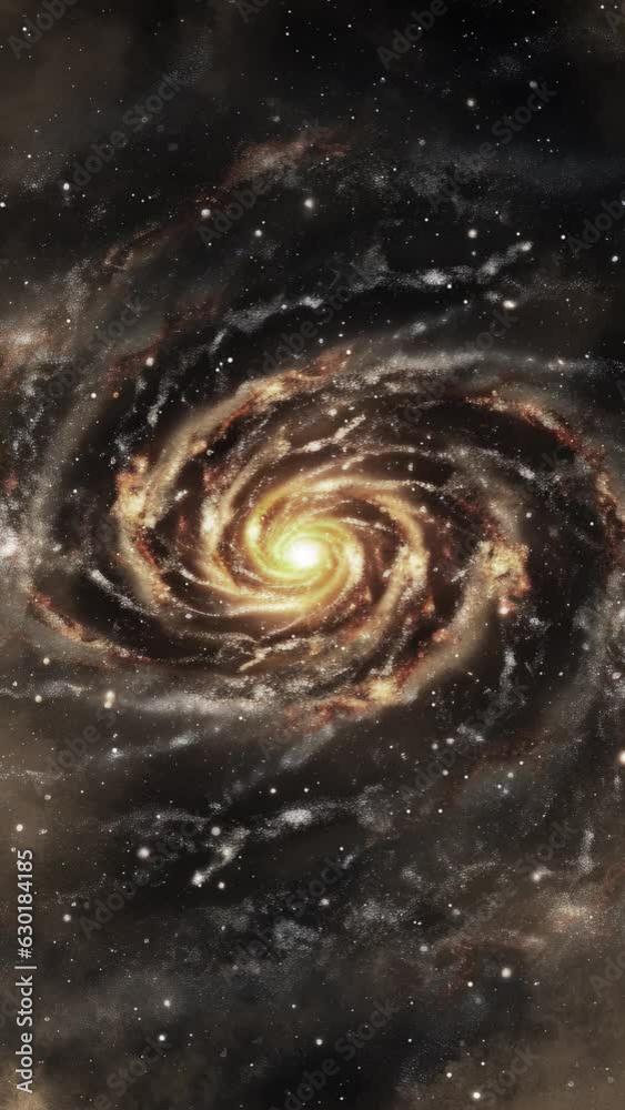 An animated gold toned spiral galaxy in space. Created with some elements made with generative AI. An animated gold toned spiral galaxy in space. Created with some elements made with generative AI.