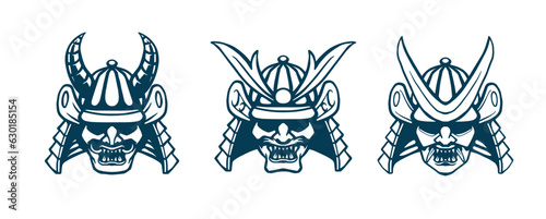 samurai head helmet artwork