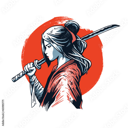 samurai girl wit katana sword