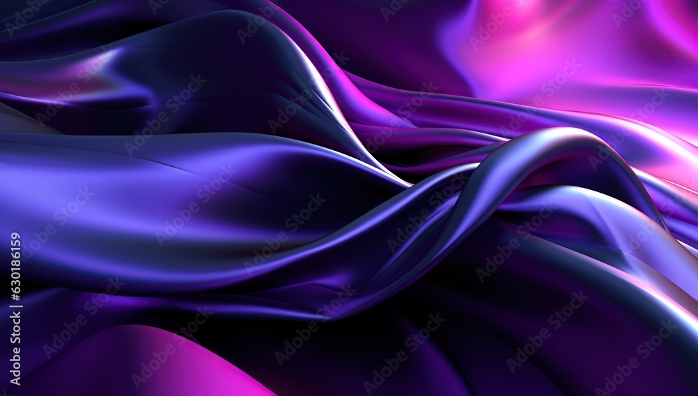 Purple abstract fluid effect holographic neon curved wave in motion colorful background 3d render. Gradient design element for backgrounds, banners, wallpapers, posters and covers.