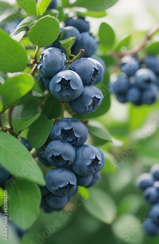 Fresh Organic Blueberries on the bush.