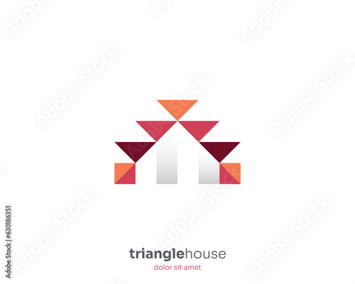 Creative colorful triangle house logo