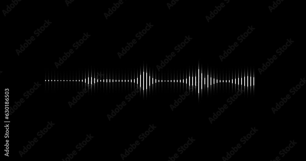 White and black audio visualization effect. Minimalist wave form Audio. Isolated on transparent background. Animation of seamless loop. 