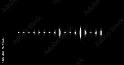 White and black audio visualization effect. Minimalist wave form Audio. Isolated on transparent background. Animation of seamless loop. 