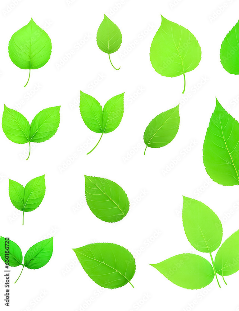 green leaf icons set on white background green leaf icons set on white background
