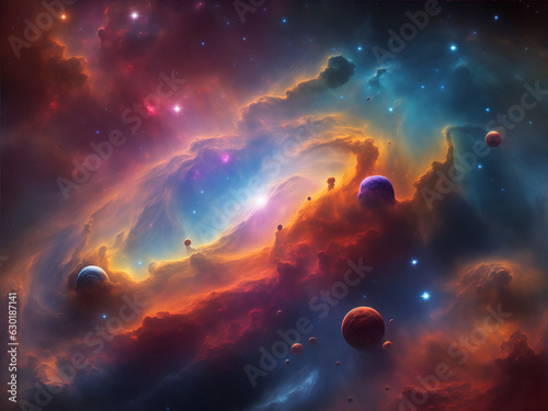 Abstract Digital Background. Nebula space colorful. Generative Ai