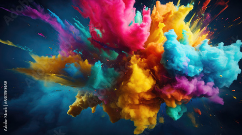 Colour bombs explode bright background   HD  Generative Ai