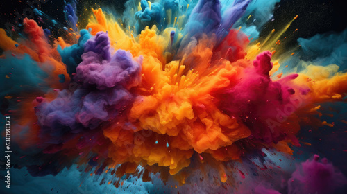Colour bombs explode bright background,  HD, Generative Ai © IMPic