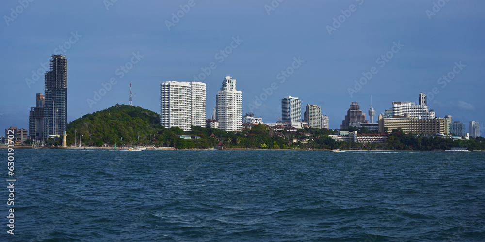 Pattaya skyline from the sea, Thailand