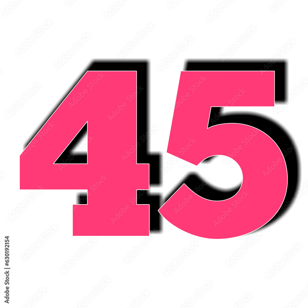 number 45 forty five in pink color sign symbol numbers for design