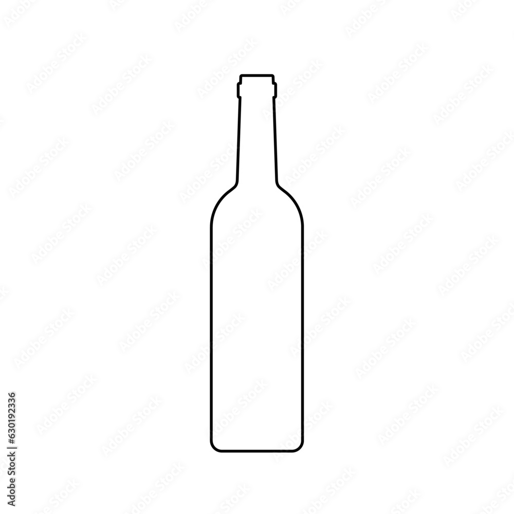 Wine bottle black line icon. Vector element on white background. Wine bottle black line icon. Vector element on white background.