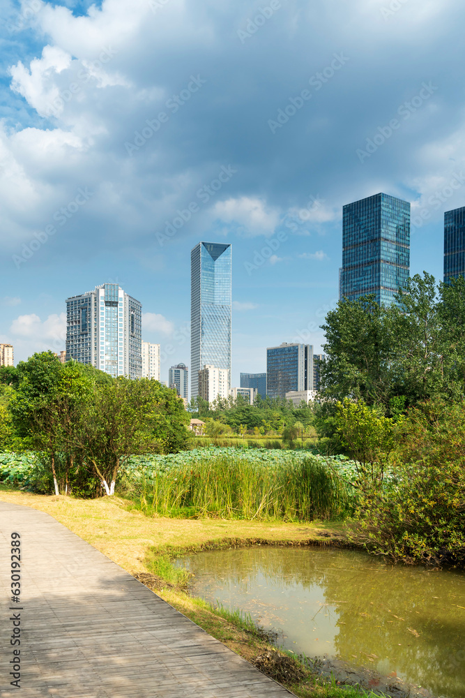 spring park and modern city spring park and modern city