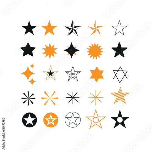 Big set of stars - vector. Vector star icons isolated. Black star icon.