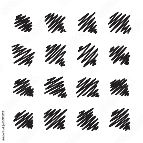 Artistic scribble sketch line hand drawn marker pen set.