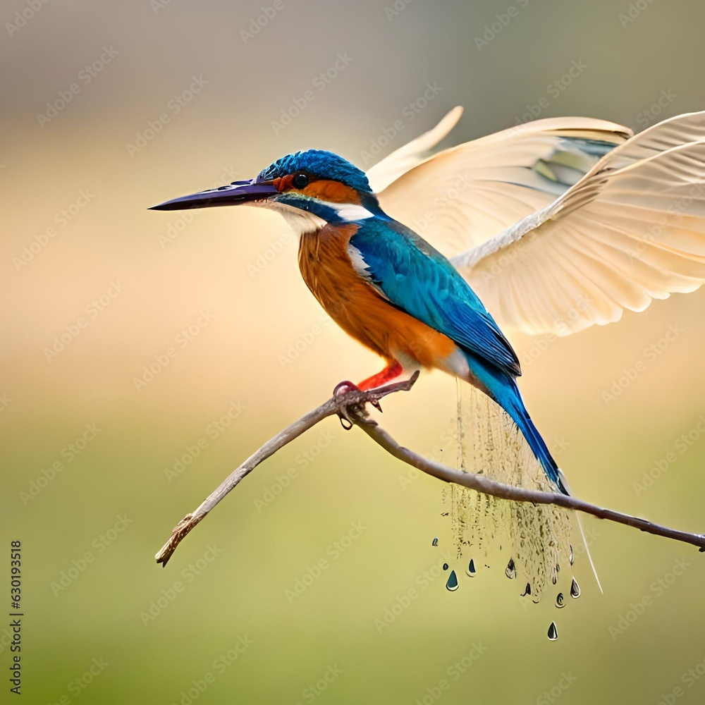 Fototapeta premium kingfisher on branch generated Ai
