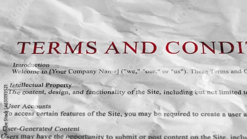 Terms and conditions legal disclaimer paper document liability animation photo