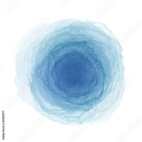 Blue watercolor paint round shape with liquid fluid  isolated on transparent background for design elements.
