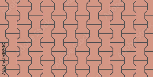 Vector pattern of mosaic paving slabs. Texture made from red bricks of road surface.	