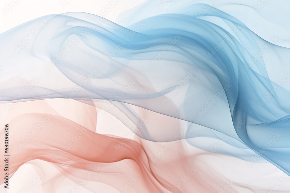 Obraz premium Generative AI : Baby Blue and Pale Peach smoke abstract on white background, fire design