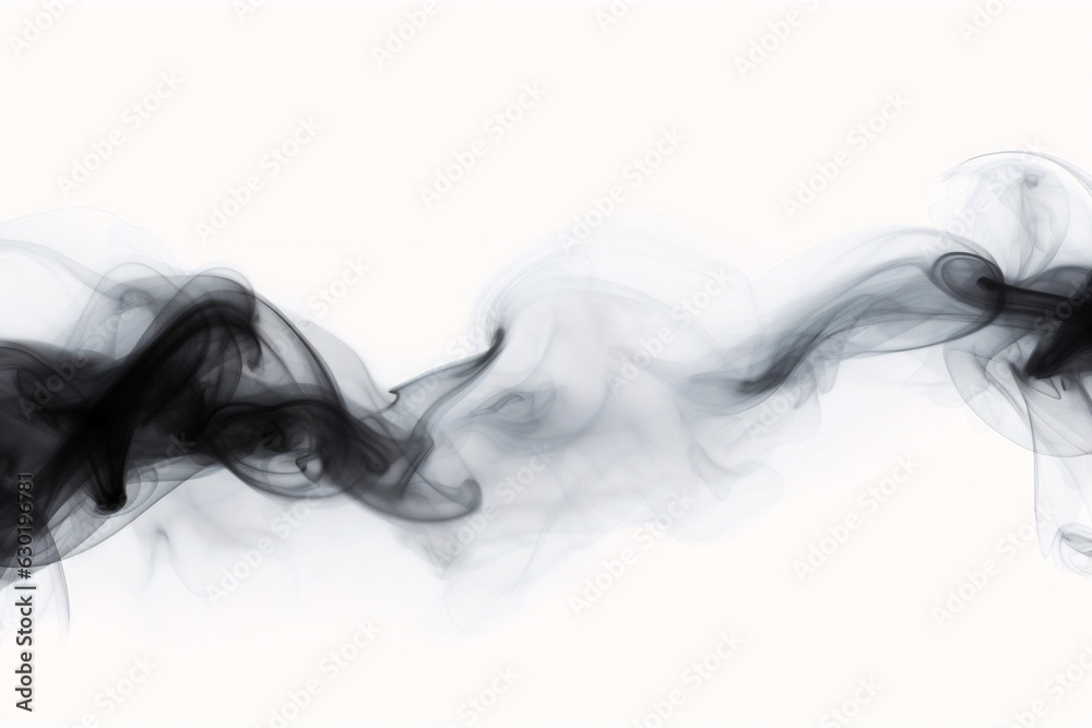 Generative AI : Black smoke on white background Generative AI : Black smoke on white background