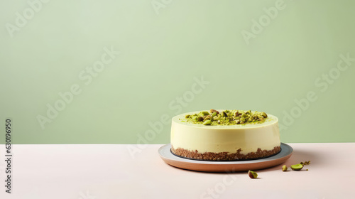 Pistachio cheesecake background, Generative Ai