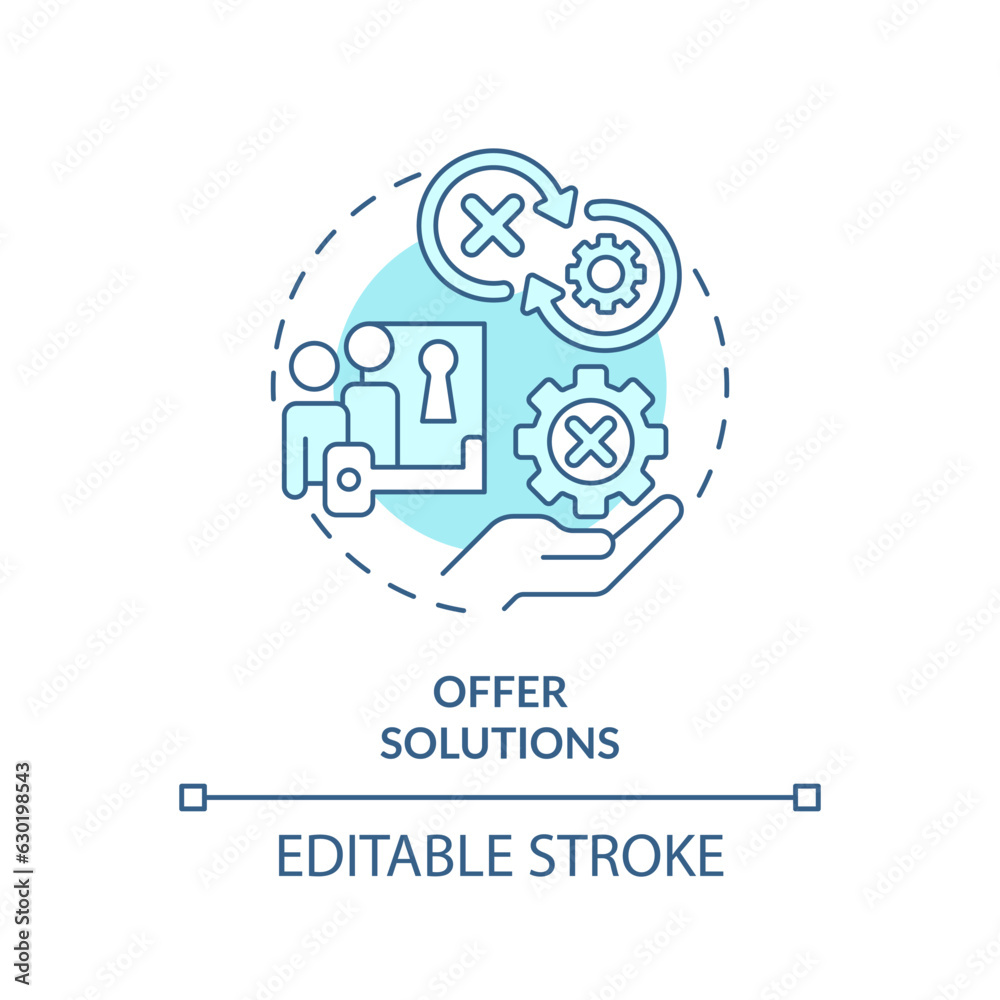 Offer solutions soft blue concept icon. Problem solving. Client service. Key to success. Build trust. Sales closing. Round shape line illustration. Abstract idea. Graphic design. Easy to use Offer solutions soft blue concept icon. Problem solving. Client service. Key to success. Build trust. Sales closing. Round shape line illustration. Abstract idea. Graphic design. Easy to use