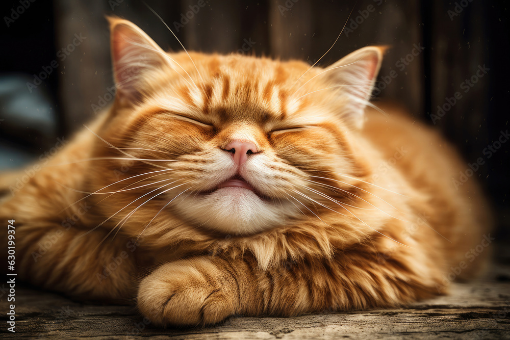 Funny smiling cat is lying