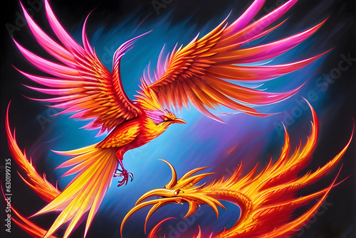 Phoenix Fire Bird, Generative AI Illustration