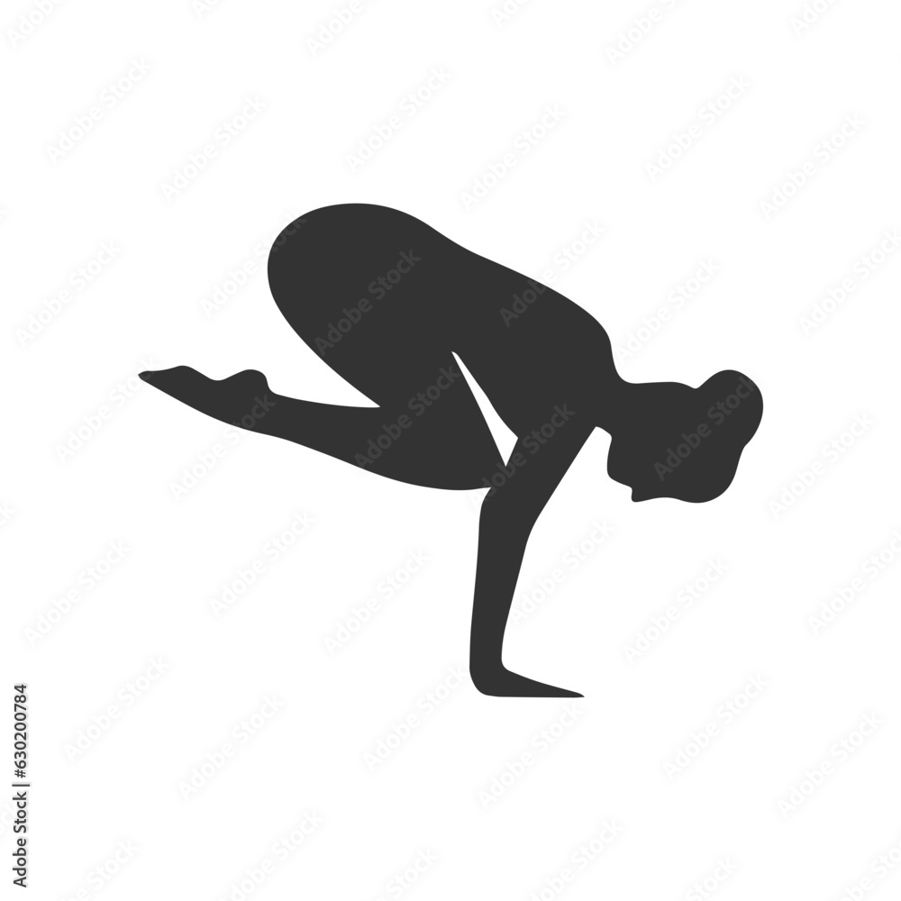 Slim sportive young woman doing yoga fitness exercises. Healthy lifestyle. Vector silhouette illustrations design isolated on white background for t-shirt graphics, icons, web, posters, print Slim sportive young woman doing yoga fitness exercises. Healthy lifestyle. Vector silhouette illustrations design isolated on white background for t-shirt graphics, icons, web, posters, print