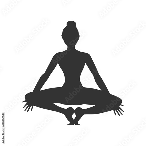 Slim sportive young woman doing yoga fitness exercises. Healthy lifestyle. Vector silhouette illustrations design isolated on white background for t-shirt graphics, icons, web, posters, print