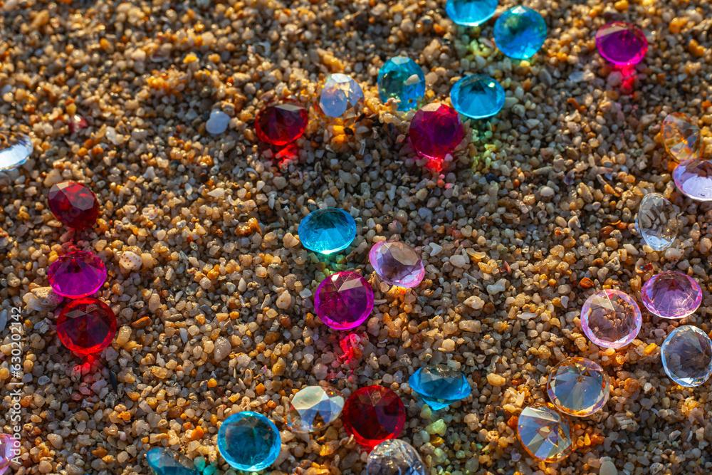 Colorful diamonds on the beach..Each diamond caught the glimmer of the