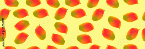 Vector seamless pattern with mango. Fruit background for fabric, print on t-shirt, wallpaper, 